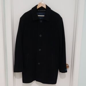 New Cole Haan Men's Large Black Wool Coat